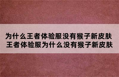 为什么王者体验服没有猴子新皮肤 王者体验服为什么没有猴子新皮肤